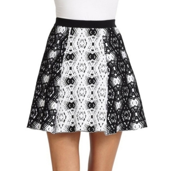 Parker Navy Blue and White Textured Panels Pull-On Mini Skater Skirt - Size M - Picture 1 of 10
